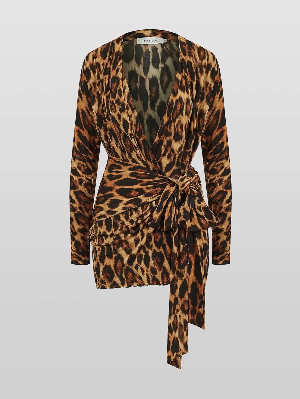 New Rat & Boa Sozzani Dress Leopard Wrap Mini Long Sleeve Medium